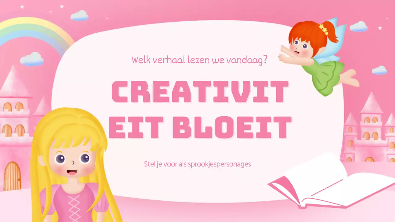Een schattige roze prinsessen sprookjes acteerles