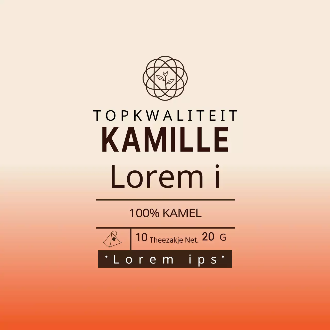 Rood ivoorkleurig geïllustreerd cafe kamilletheezakjeslabel