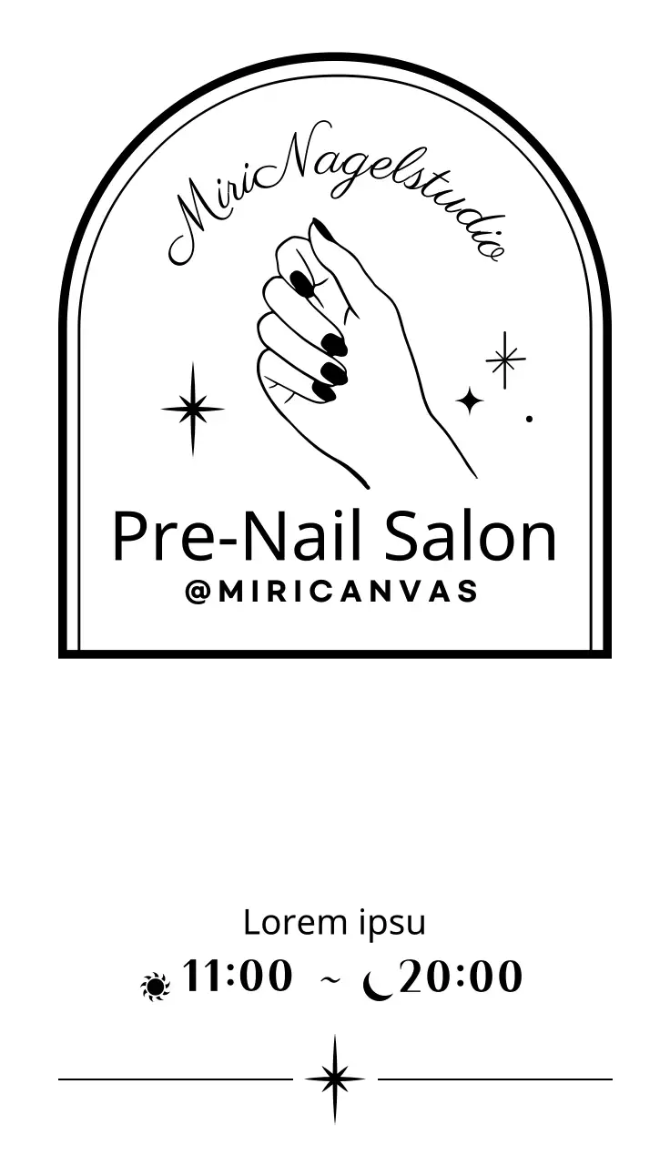 Neat Hand Illustration Nagelstudio in weiß und schwarz