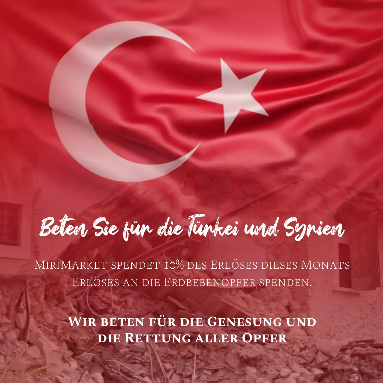 Rote emotionale Beileidsbekundung zum Erdbeben