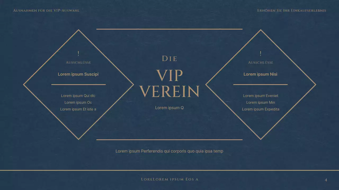 Ein luxuriöser Kaufhaus-VIP-Club in Rot und Marineblau