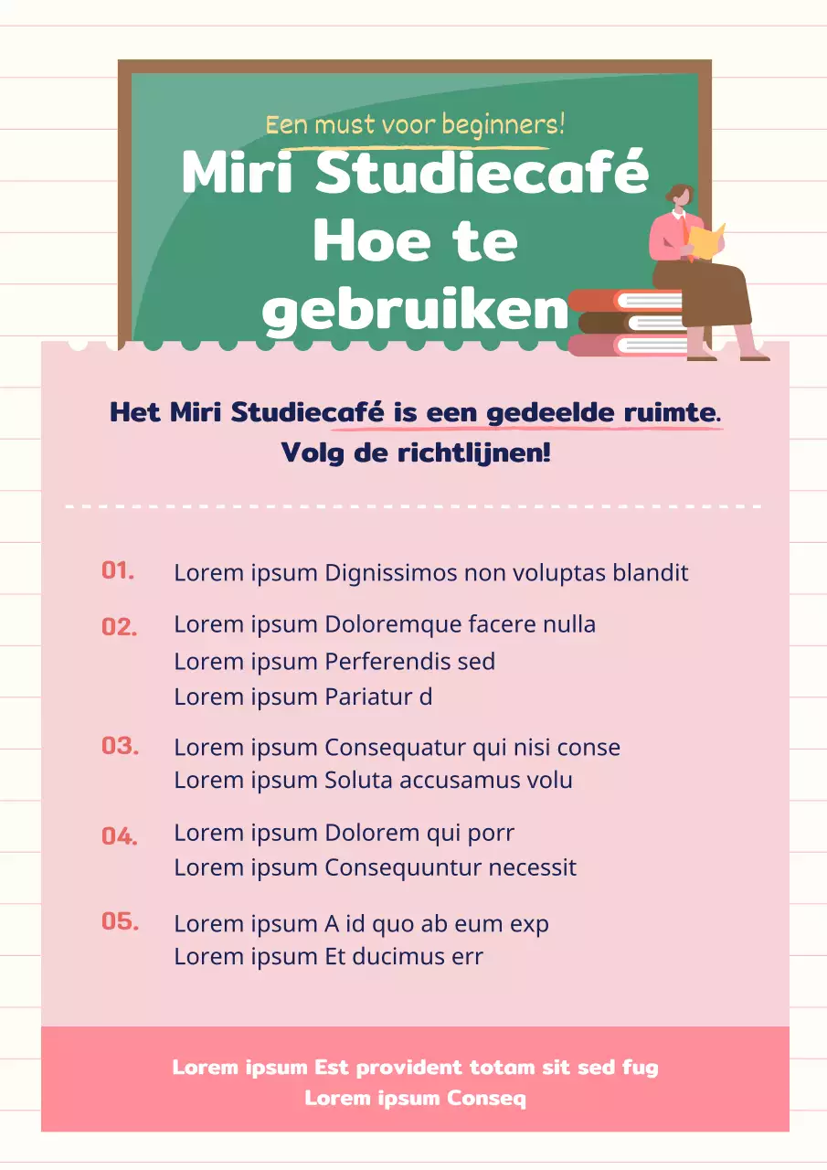 Een cafébord met een roze en groen krijtbordthema