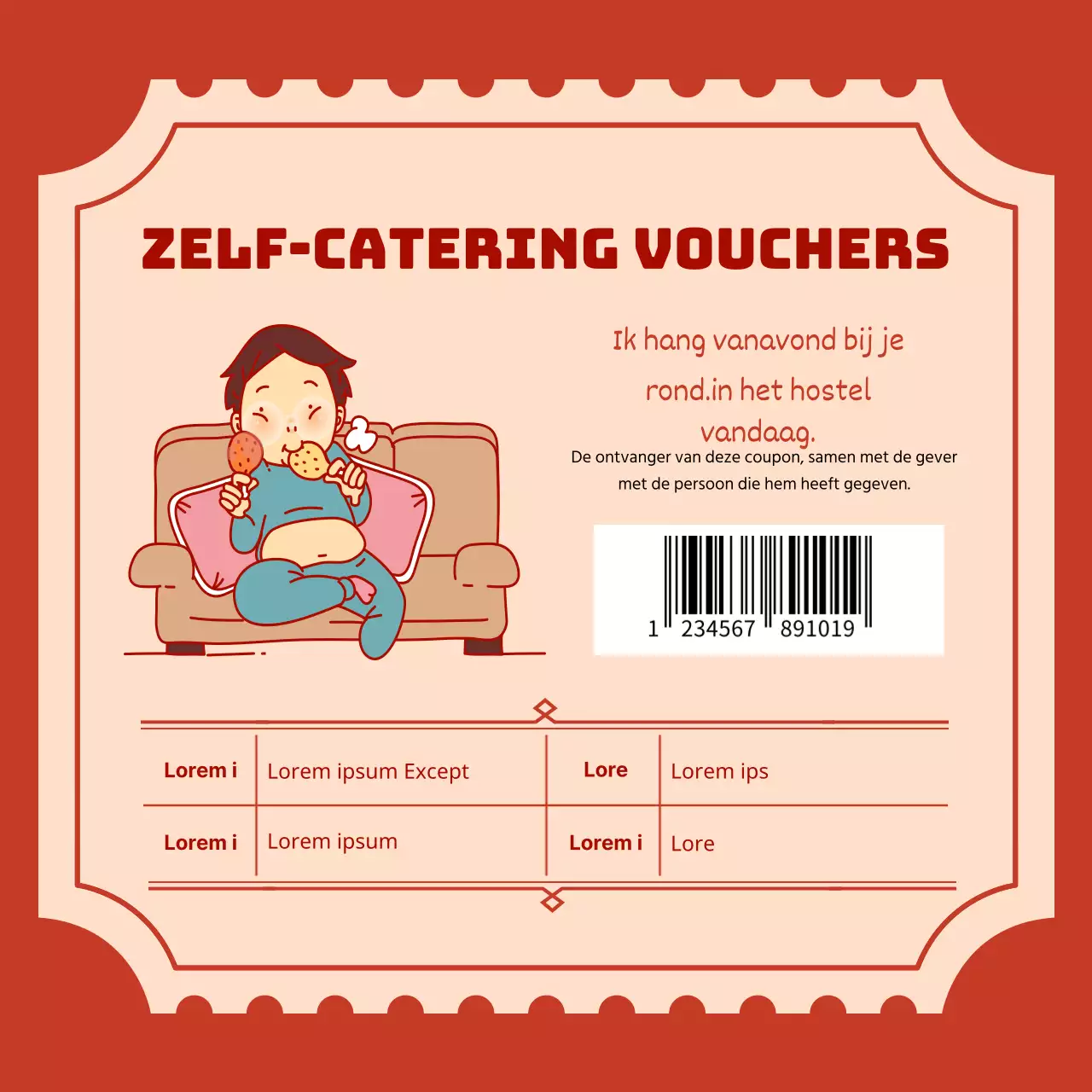 Humoristische coupons in rood