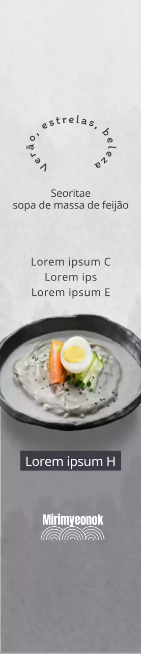 Promover a sopa coreana de massa de feijão num fundo cinzento para um aspeto limpo
