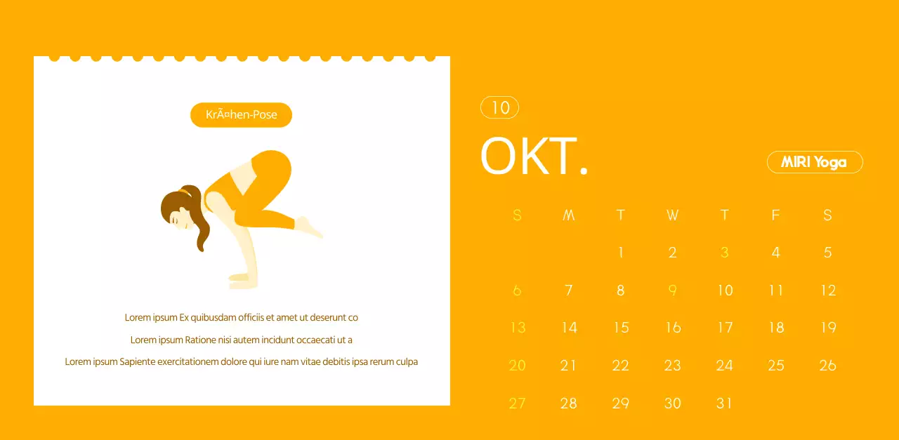 Orangefarbene Kalender zum Verschenken bei der Werbung für Ihr Yogastudio