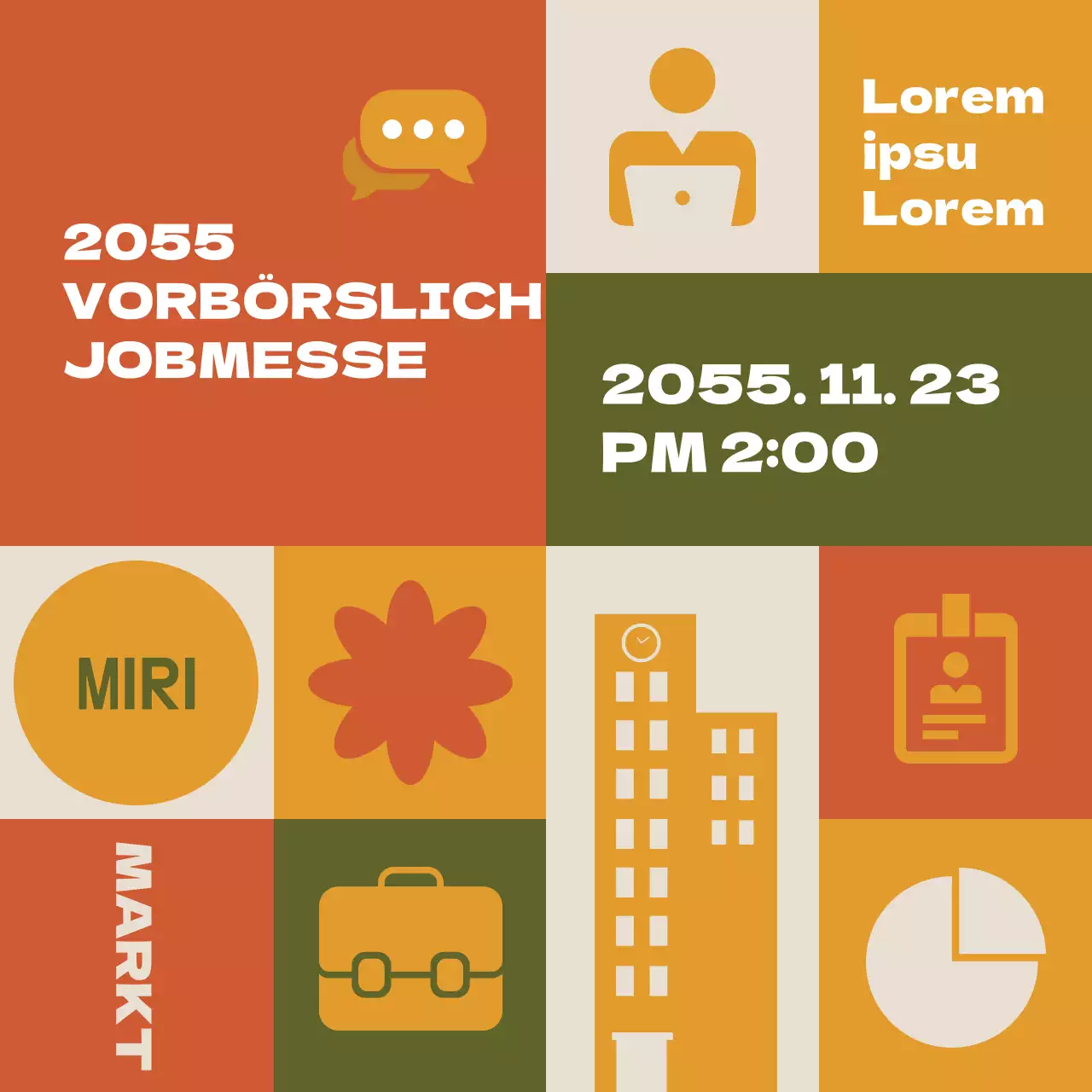 Konzept der Jobmesse mit bunten Quadraten