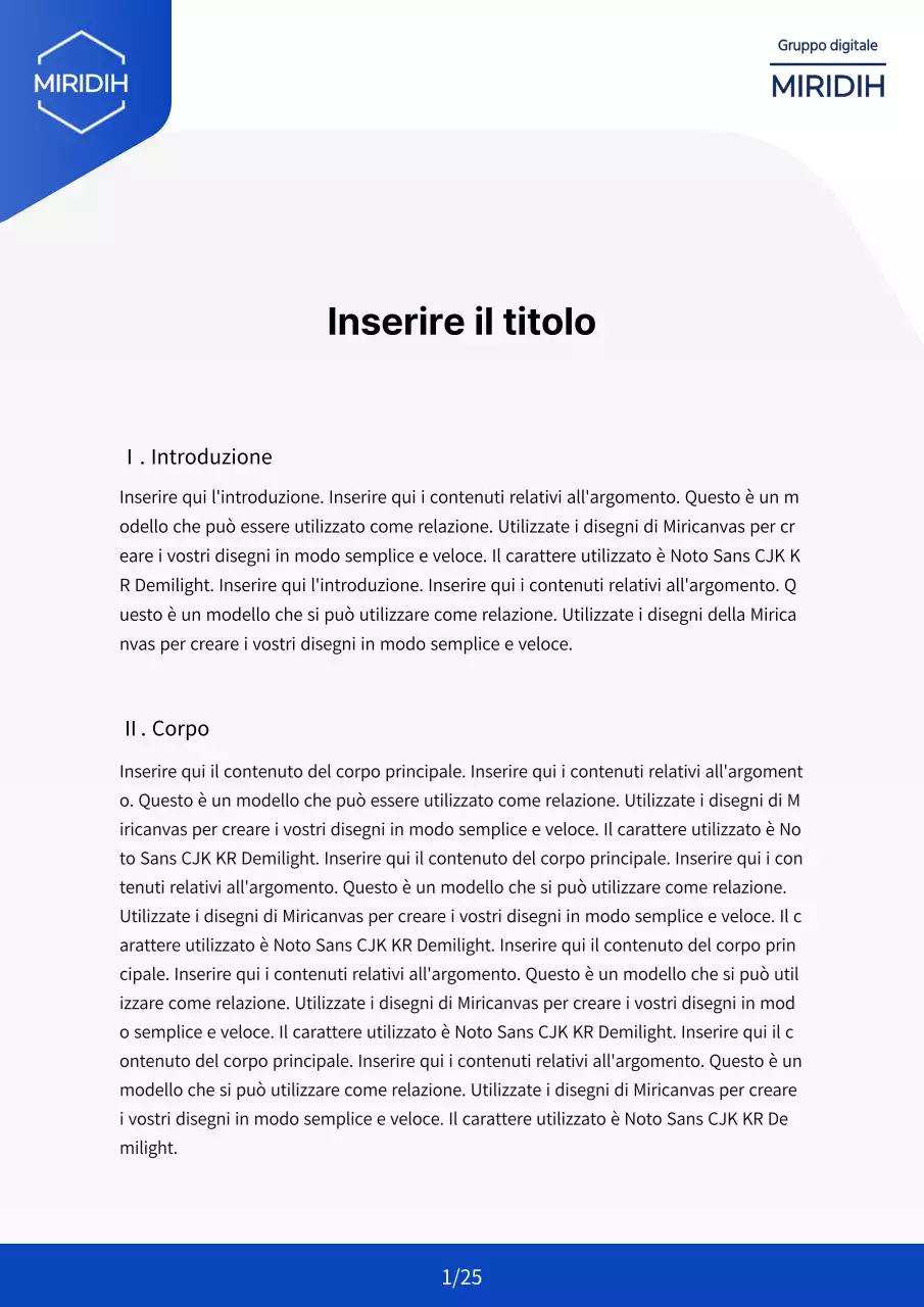 Modulo per il rapporto di ricerca aziendale con esagono blu sfumato