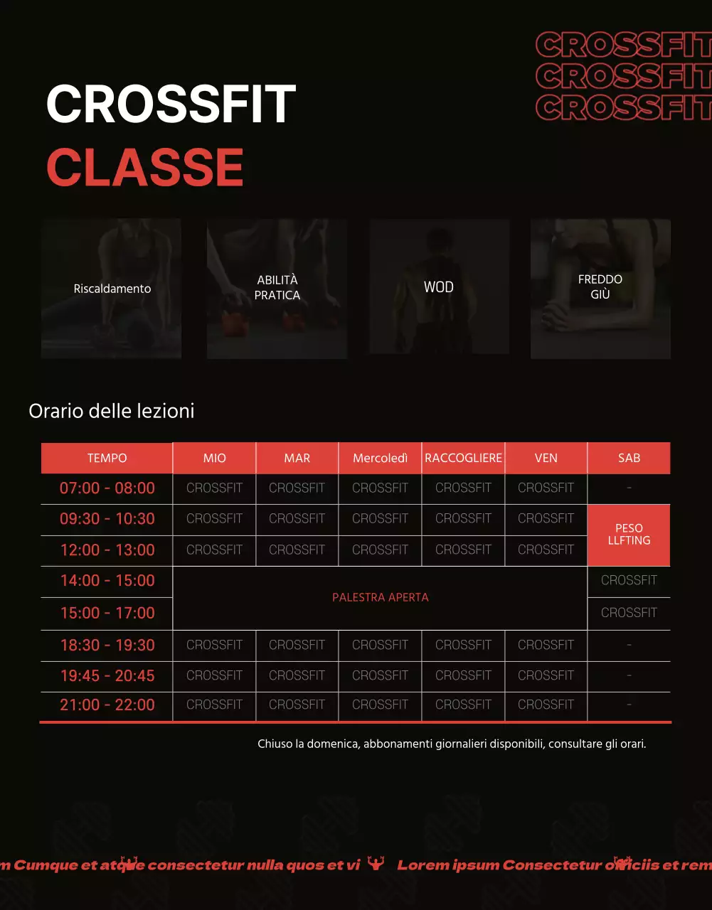 Promuovere un evento crossfit di tendenza in palestra in arancione e nero