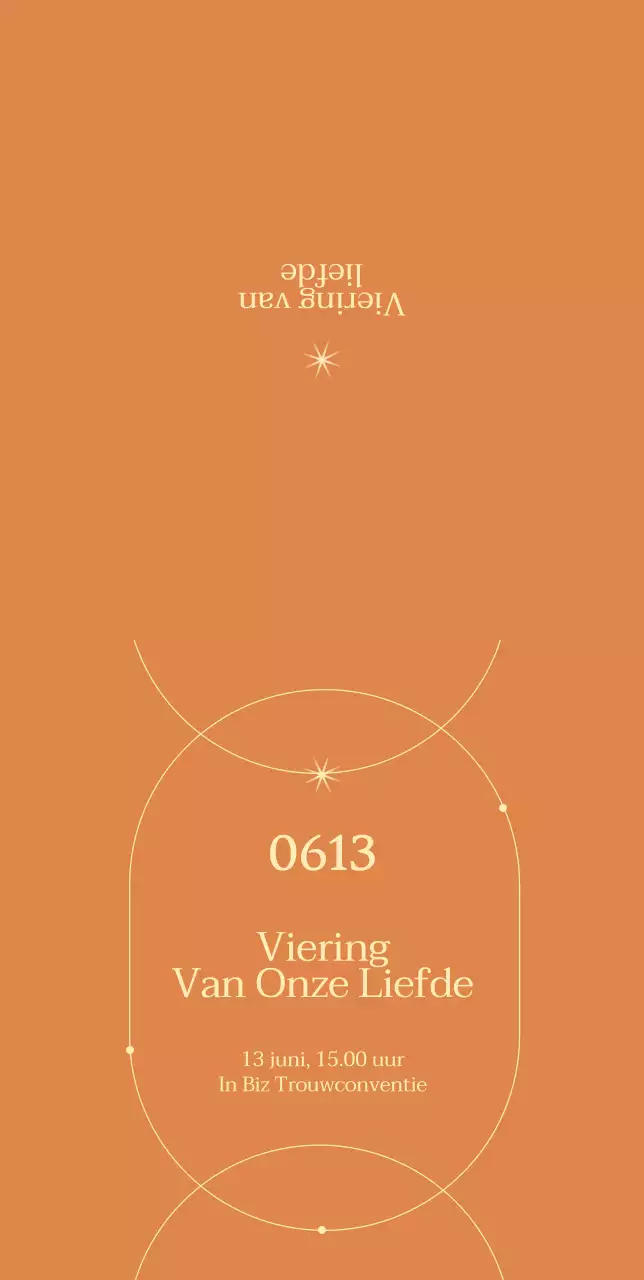 Emotionele eenvoudige huwelijksuitnodiging met oranje achtergrond