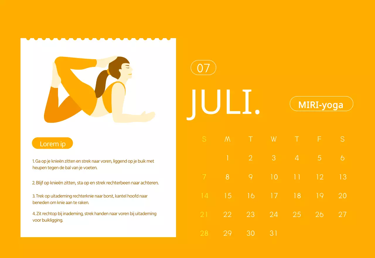Oranje kalenders om weg te geven als je je yogastudio promoot
