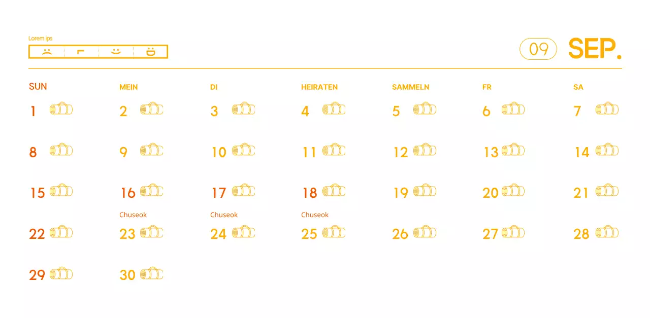 Orangefarbene Kalender zum Verschenken bei der Werbung für Ihr Yogastudio