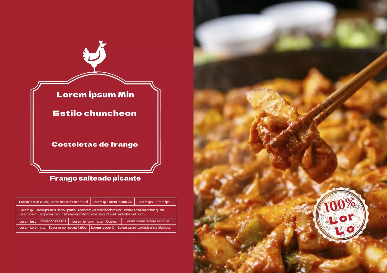 ícone vermelho foto destacada comida costelas de frango etiqueta pormenorizada
