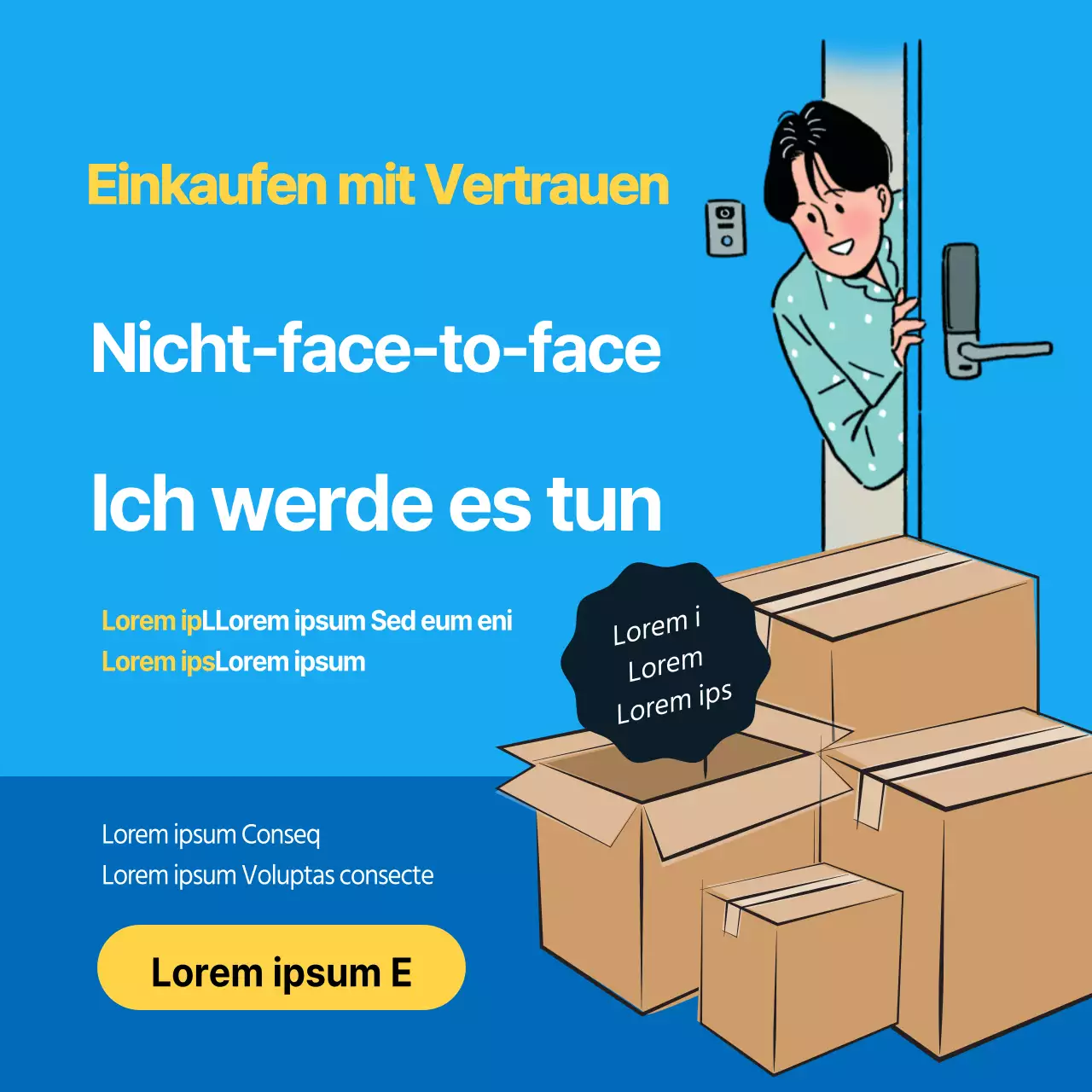 Blau, ordentlich, berührungslos, sichere Lieferung der Einkäufe