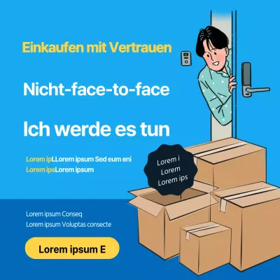 Blau, ordentlich, berührungslos, sichere Lieferung der Einkäufe