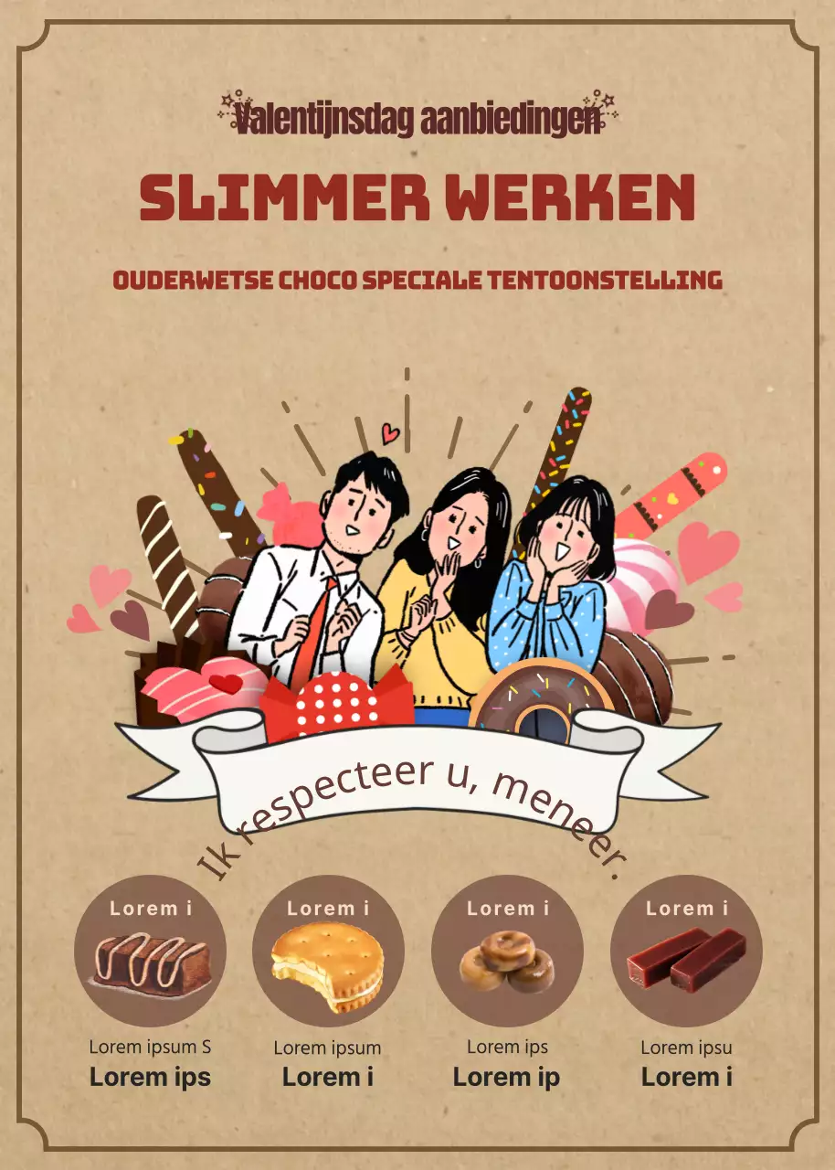 Een beige retro Valentijnstentoonstelling