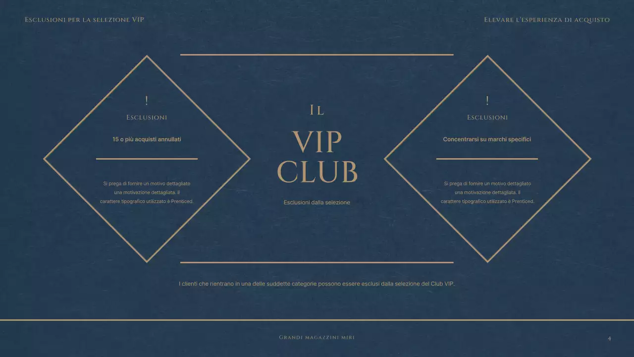 Un lussuoso club VIP di grandi magazzini in rosso e blu marino