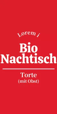 Schlichtes rot-weißes Design für ein umweltfreundliches veganes Dessert-Café-Konzept