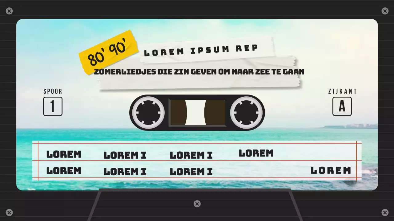 Afspeellijst met zomersongs met retro cassettebandjesconcept