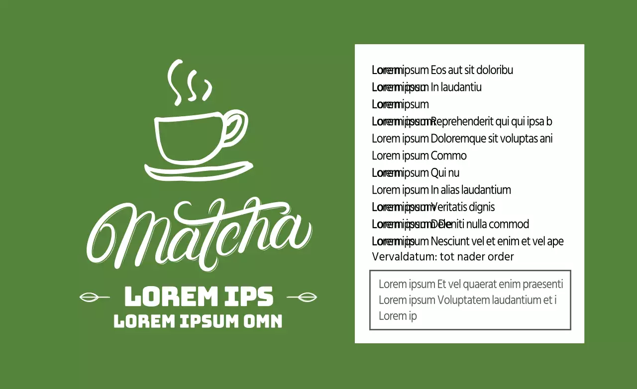Lime groen geïllustreerd matcha latte poeder label