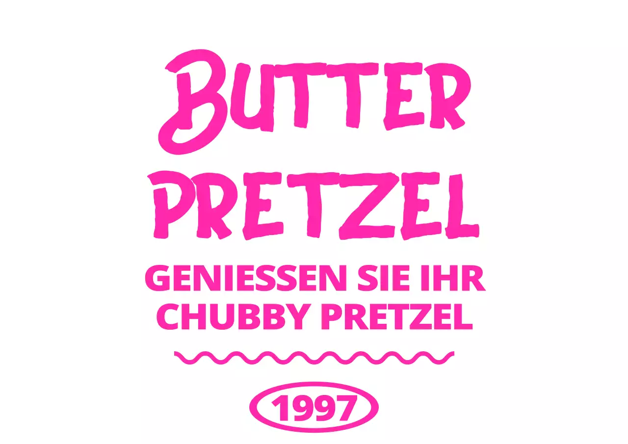 Werbung für ein Dessertgeschäft in Pink mit englischem Text