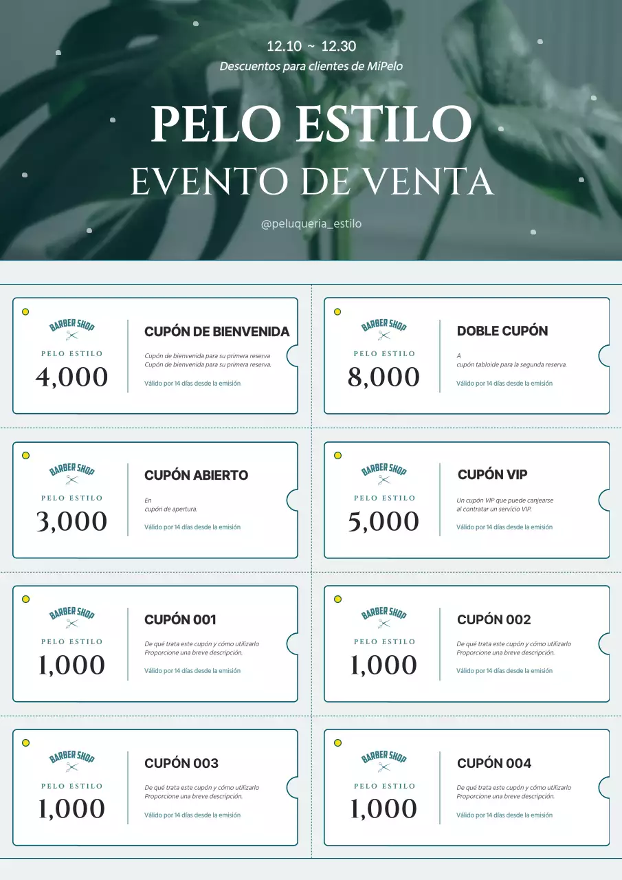 Cuponera de concepto fotográfico emocional en azul claro y azul