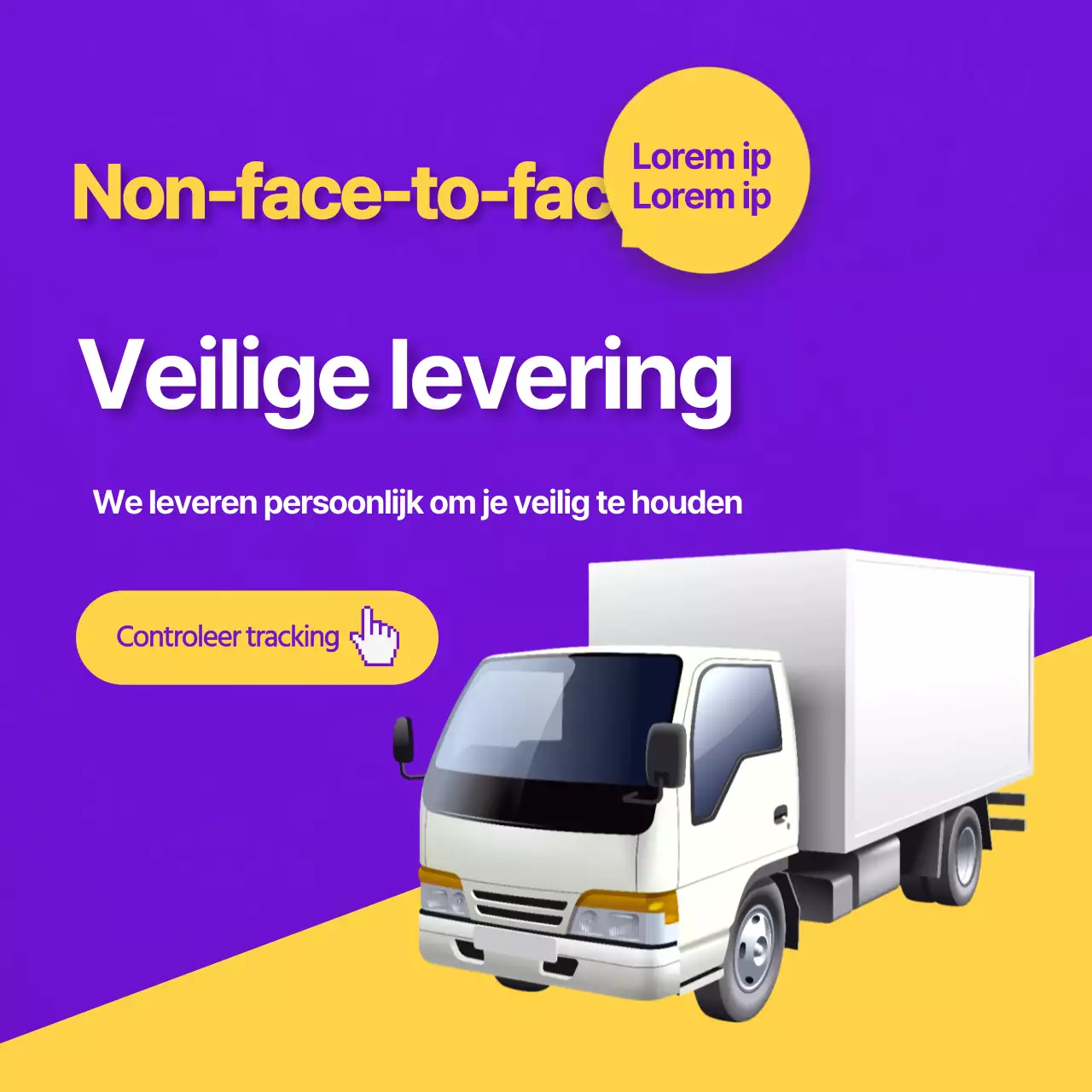 Paars-gele contactloze leveringstekst Gemarkeerde mededeling