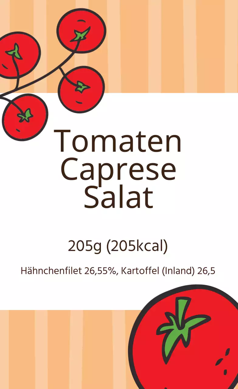 Rot-orangefarbenes illustriertes Salatverpackungsetikett