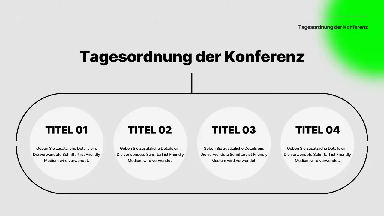 Einfache Präsentation zur Konferenzorientierung in Grau und Lindgrün