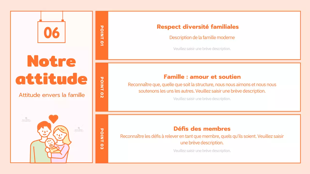 Programme de culture familiale avec de jolies illustrations orange