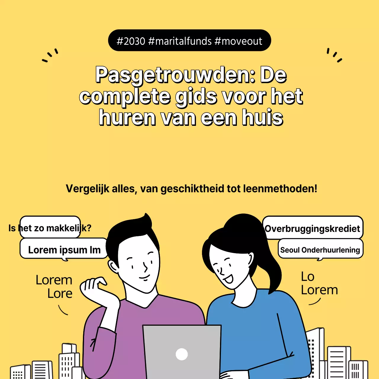 Een duidelijke, geel-witte gids voor de financiën van pasgetrouwde stellen