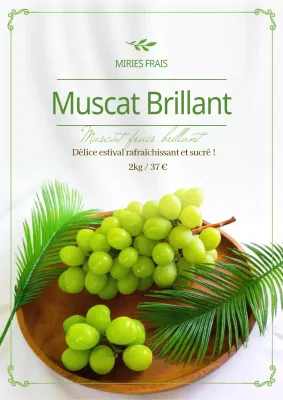 Affiche promotionnelle sur le muscat vert et simple à l'éclat de fruits d'été
