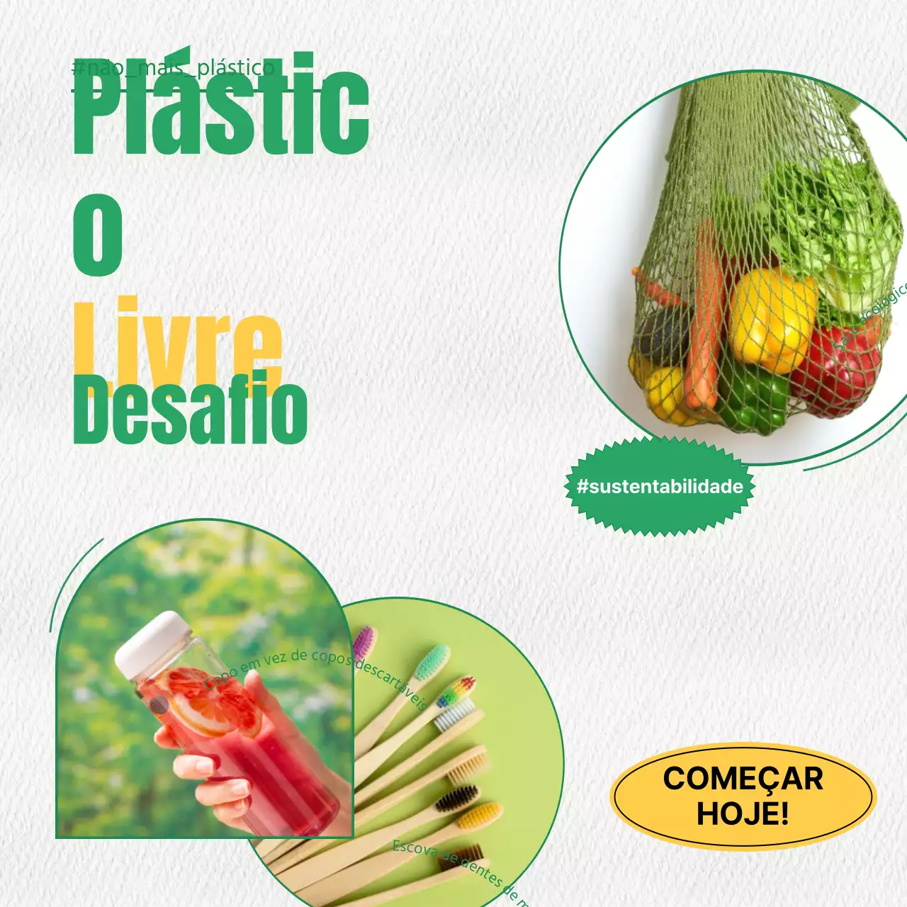Anunciando um simples desafio ambiental verde e amarelo