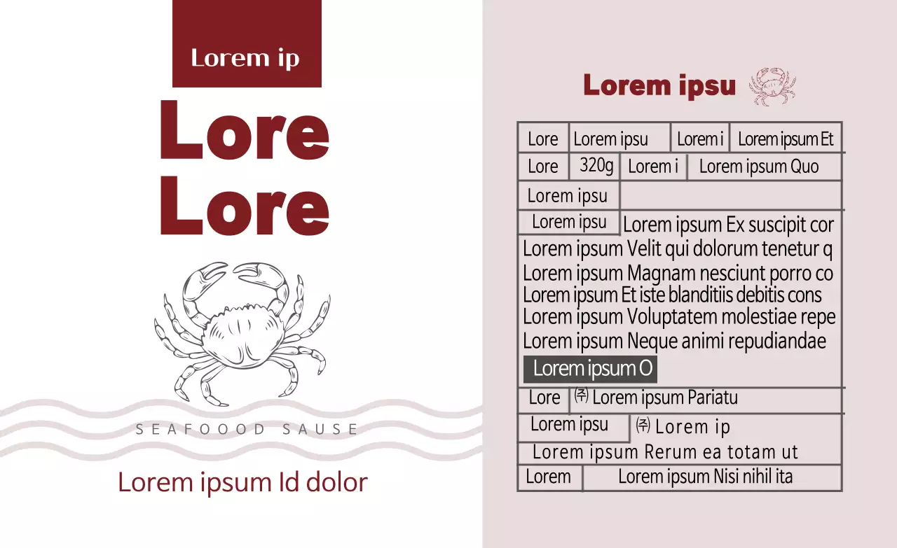 Red illustration clean stone crab food description label