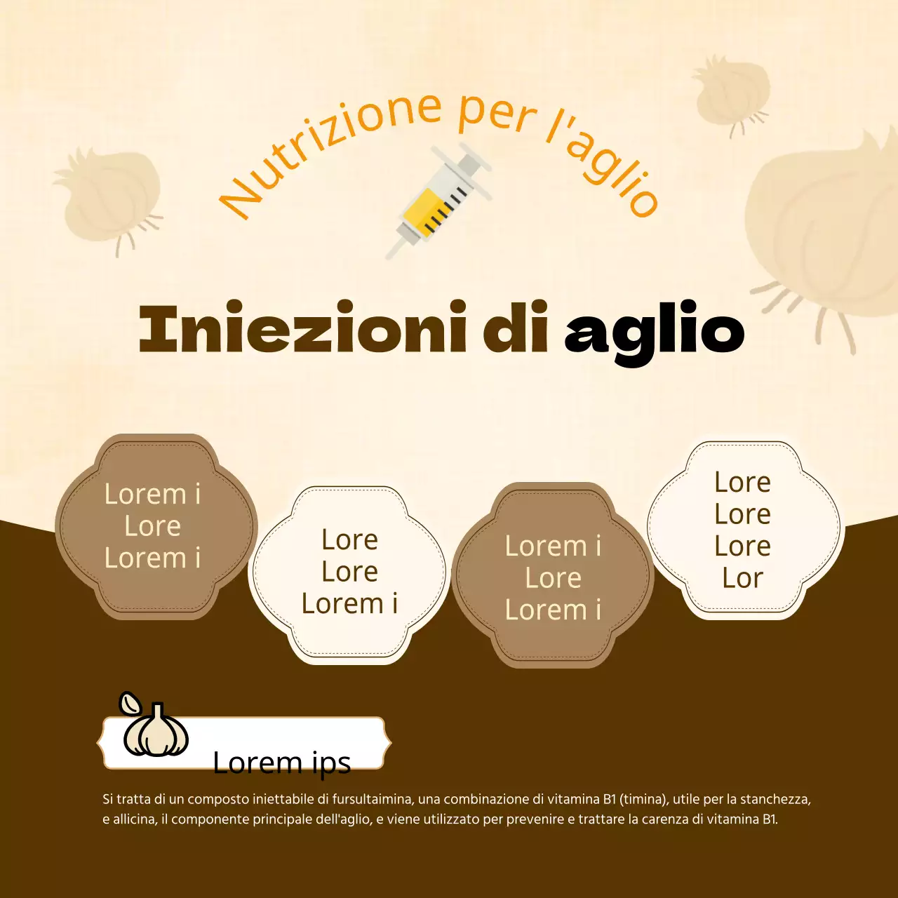 Iniezioni cosmetiche marroni e arancioni post promozionale