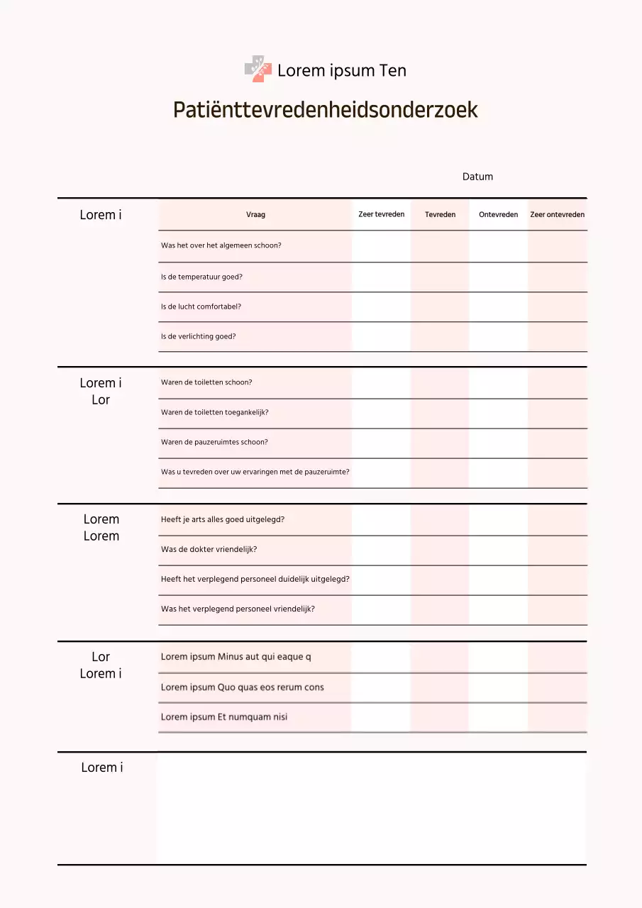 Tevredenheidsenquête vrouwelijke ziekenhuispatiënten in roze