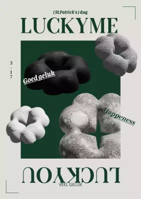 Kunstwerk met de groene klavervier-textuur