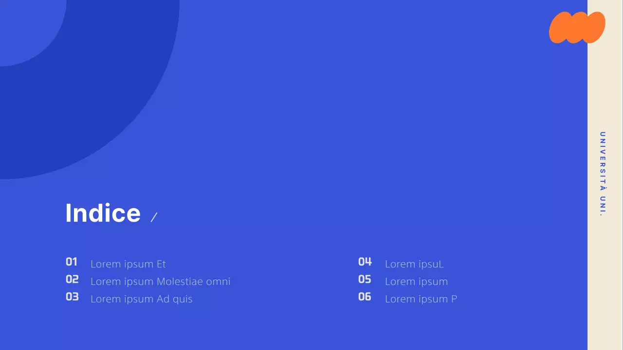 Una presentazione di orientamento con un design di tendenza, accentuato da colori vivaci.