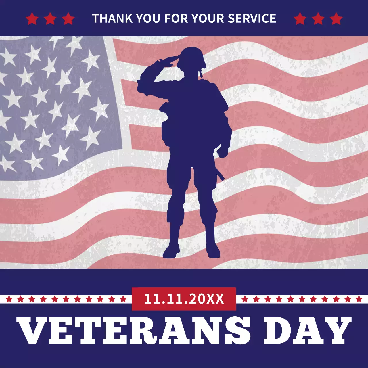 Blue Traditional Veterans Announcement Social Media Post