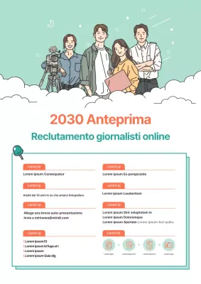 Un webposter illustrato e pulito, color menta, per la pubblicazione di annunci di lavoro.