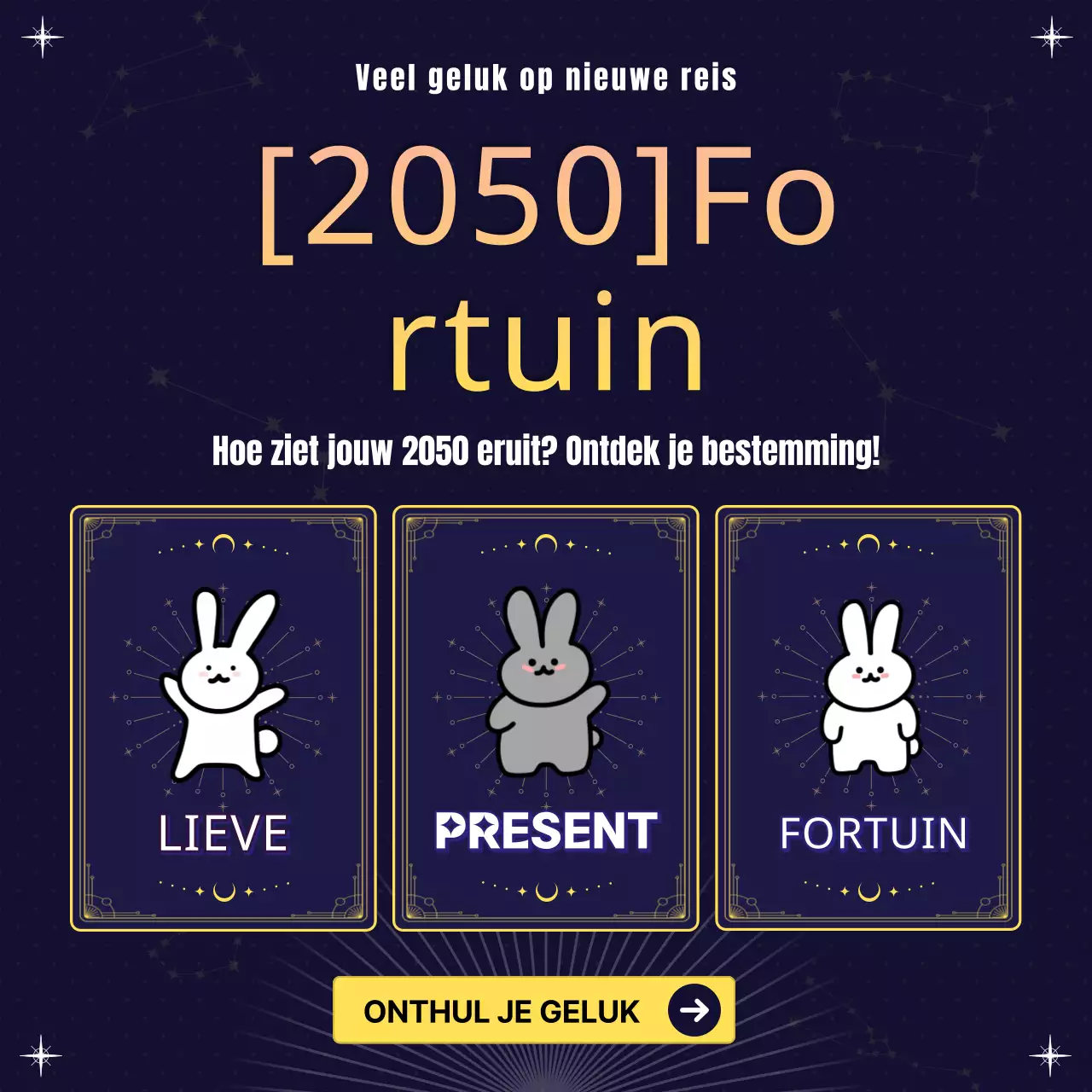 Nieuwjaarshoroscoop Instagram-event in marineblauw en geel