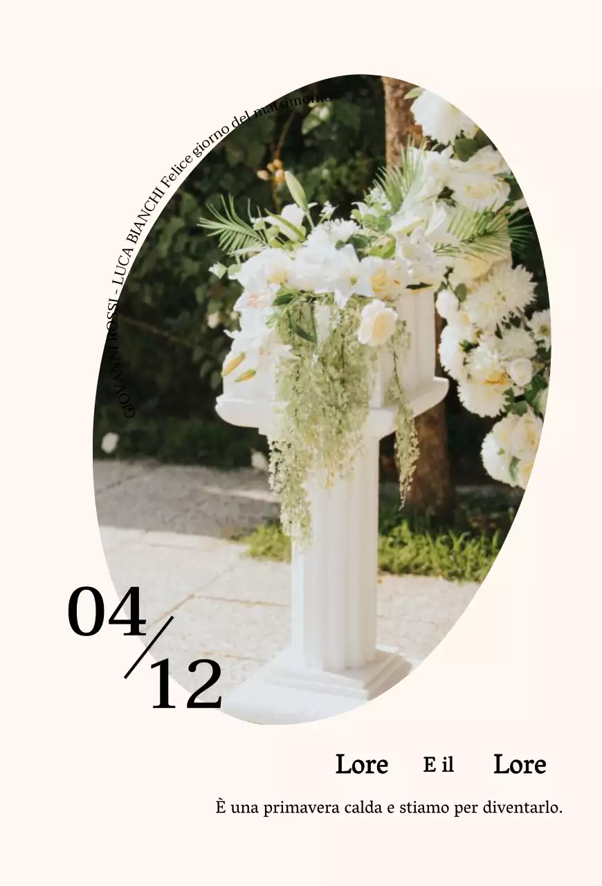 Invito di nozze con testo pulito e cornice ovale