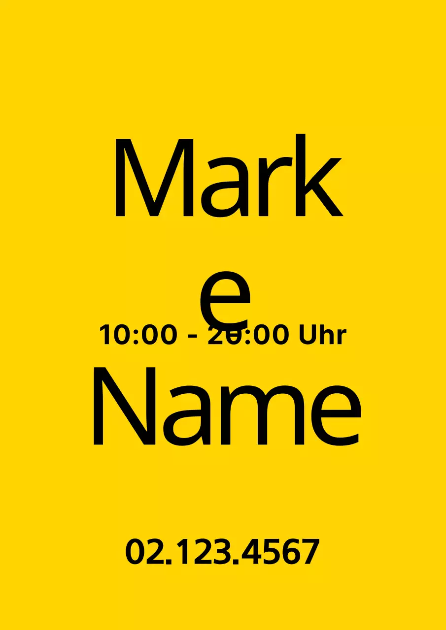 Ein einfacher Werbeartikel mit gelbem und schwarzem Text