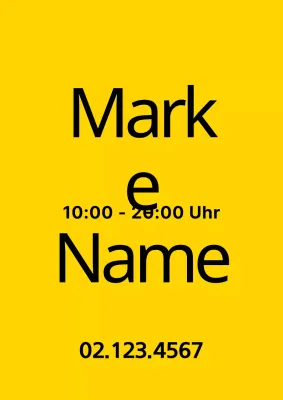 Ein einfacher Werbeartikel mit gelbem und schwarzem Text