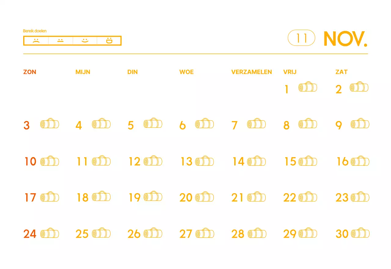 Oranje kalenders om weg te geven als je je yogastudio promoot