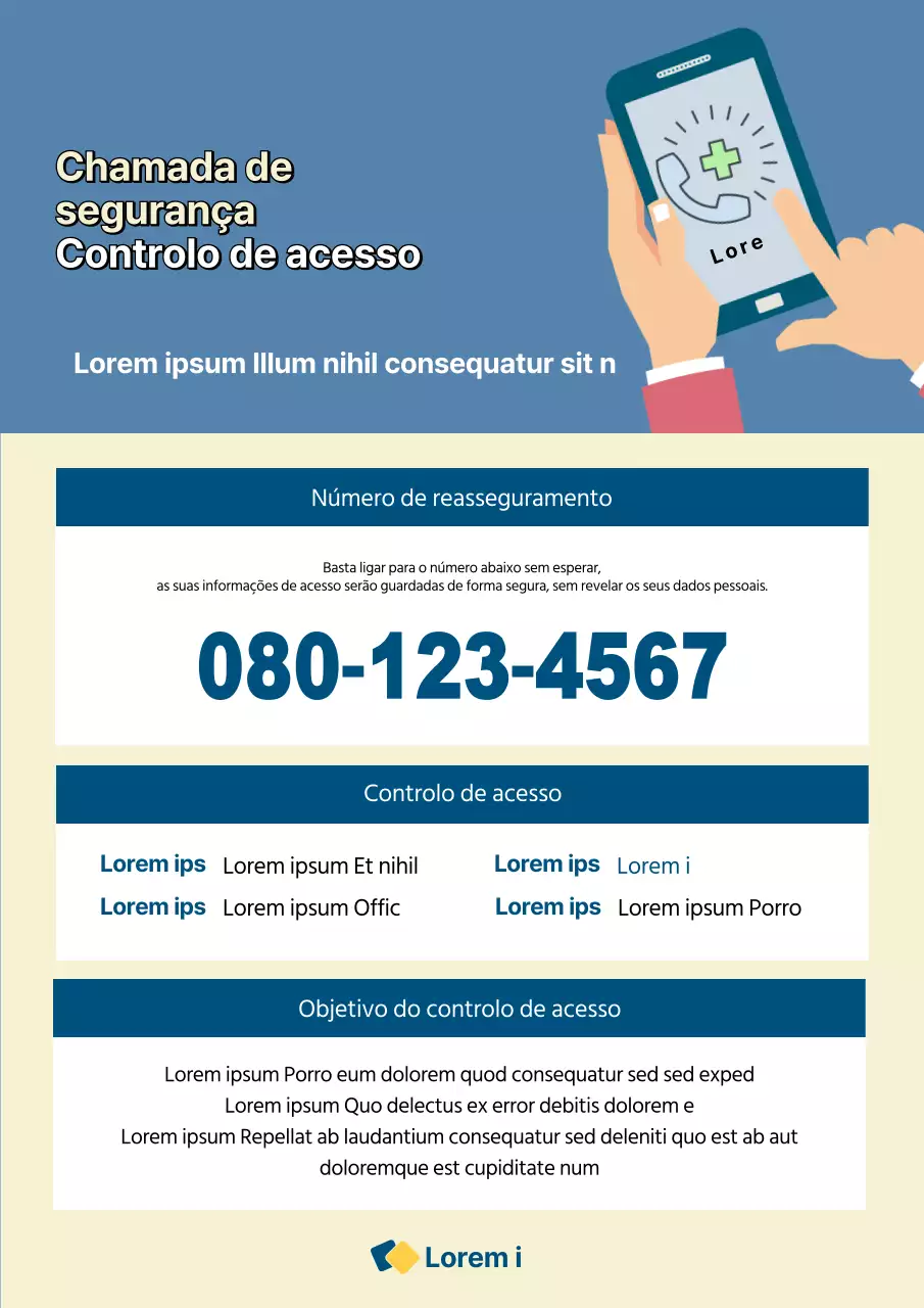 Documento de controlo de acesso à chamada de tranquilidade azul