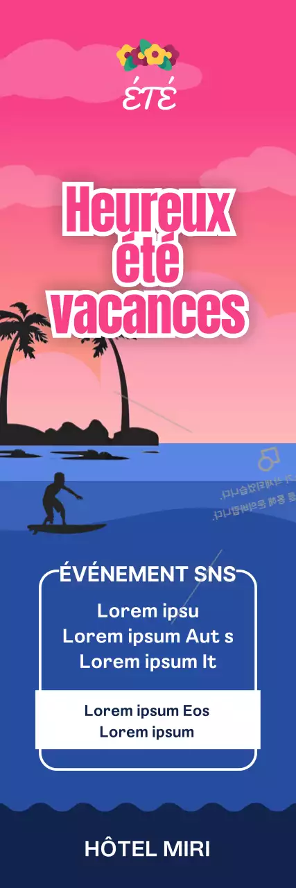 Guide de l'événement de vacances en bord de mer au coucher de soleil rose et bleu