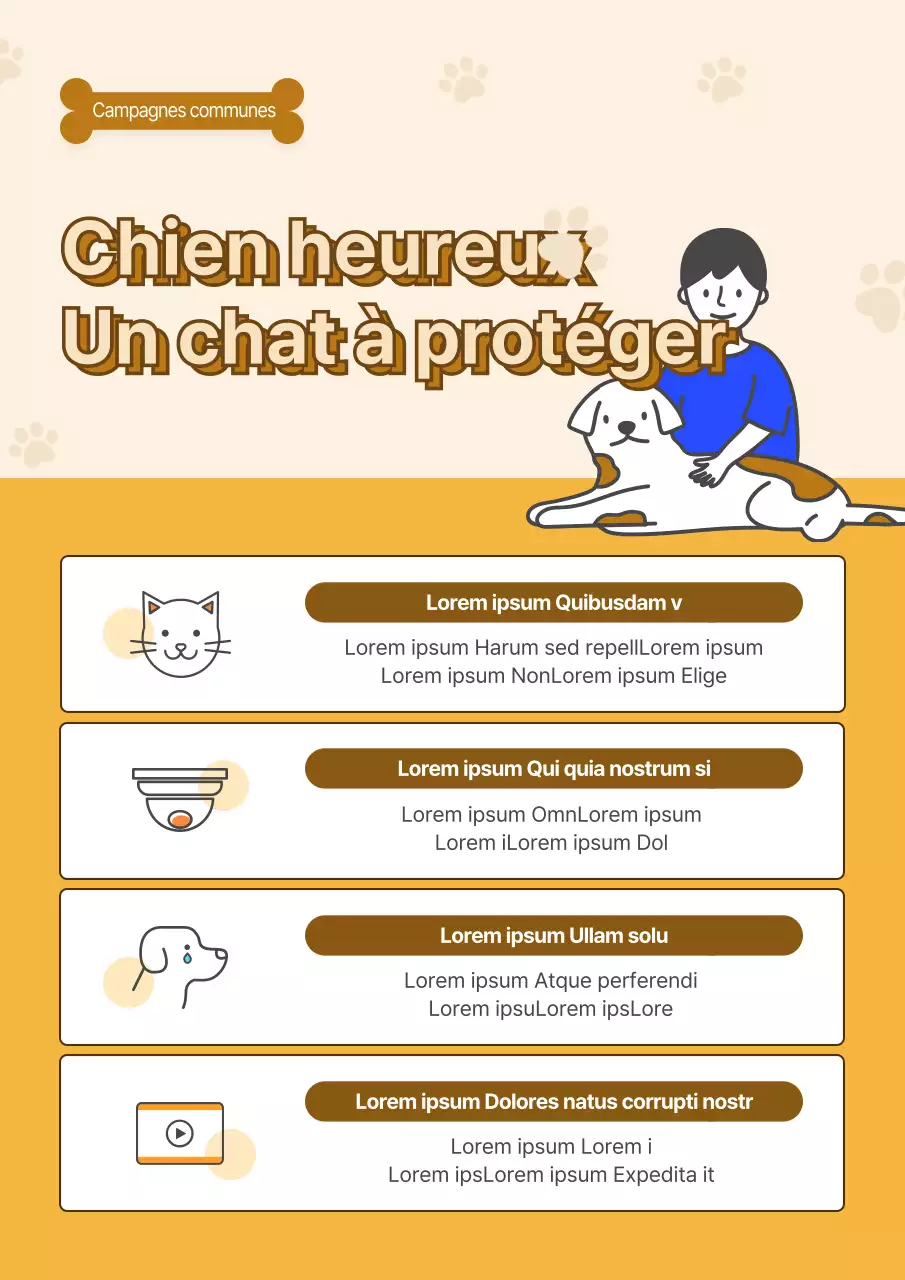 Illustrations beiges et brunes pour la campagne contre la cruauté envers les animaux.