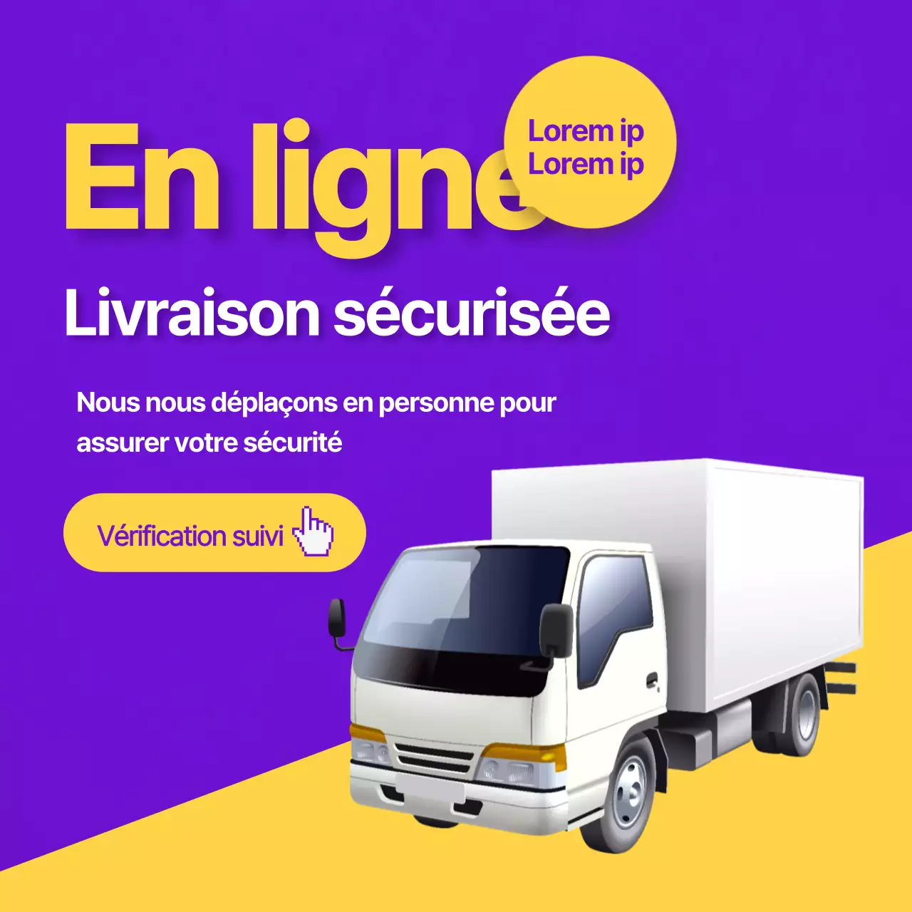 Texte de livraison sans contact violet-jaune Avis surligné