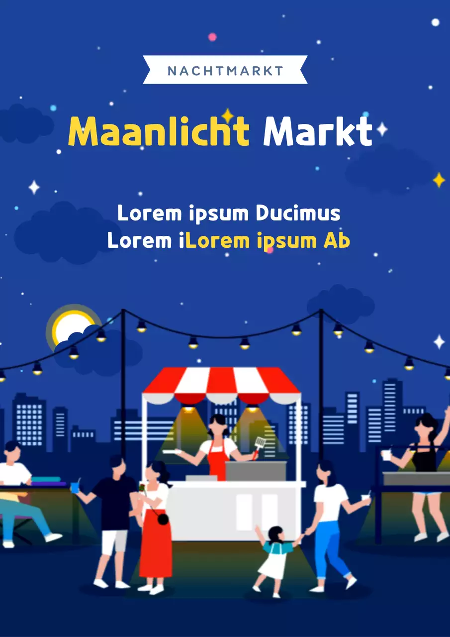 Een leuke, indigokleurige flyer voor een evenement in een biertuin.