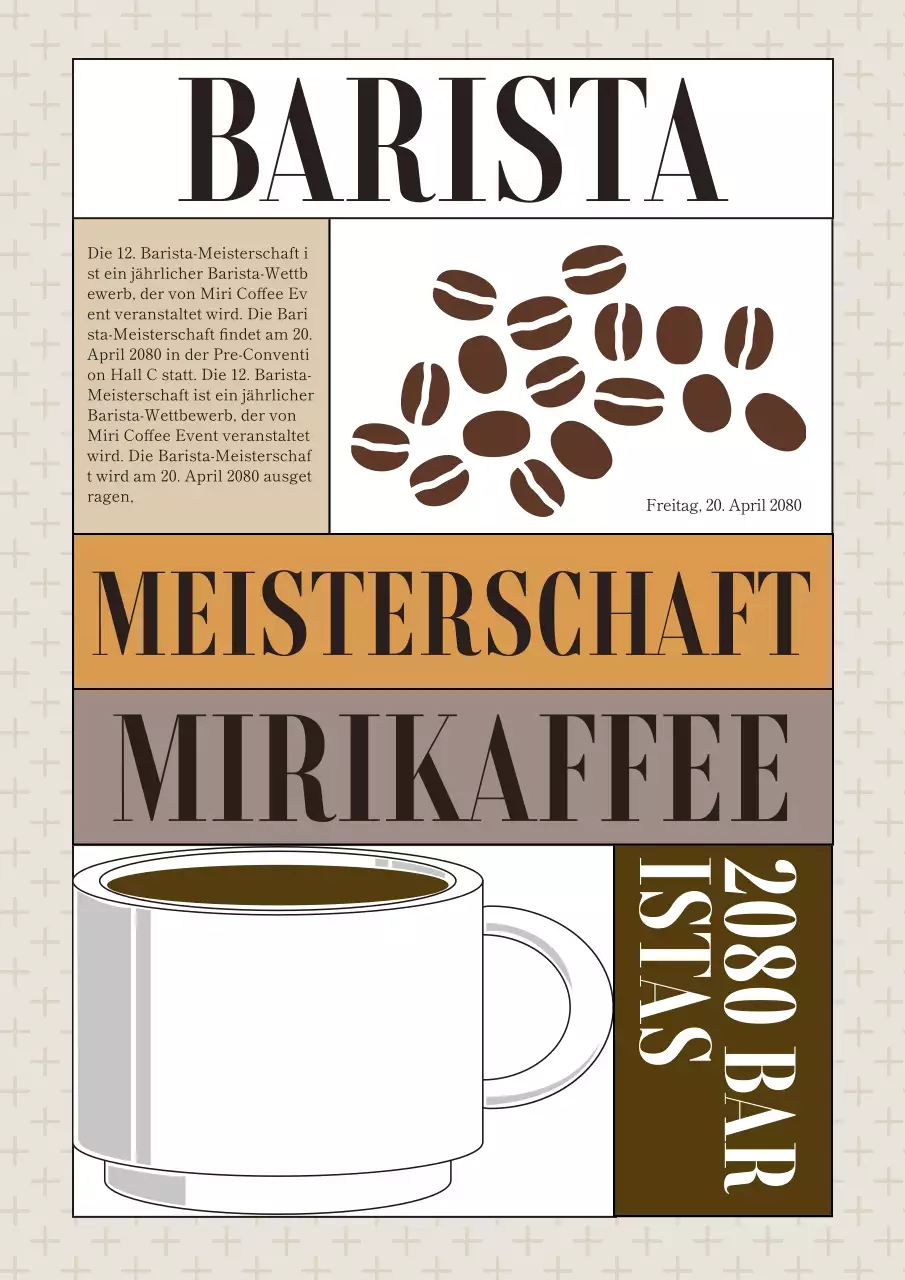 Barista-Meisterschaft mit gelben und braunen Kaffee-Illustrationen
